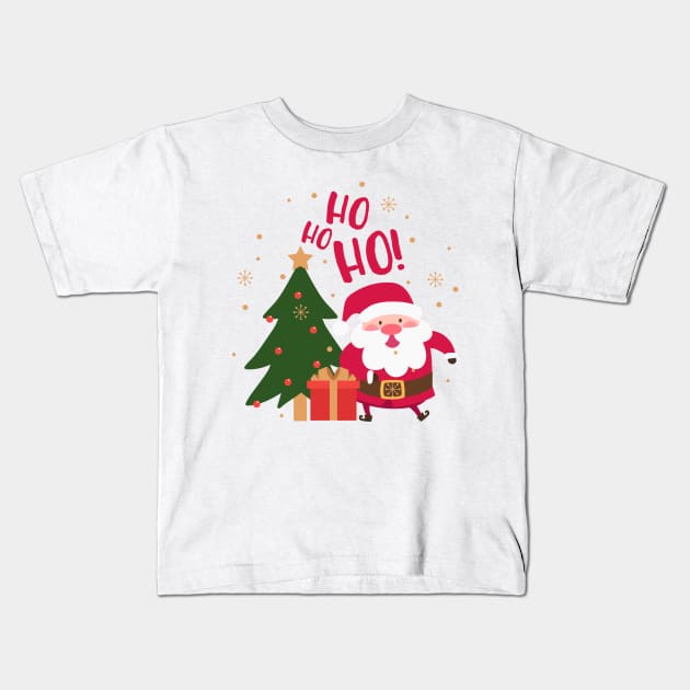 Santa Claus with Christmas Tree Kids T-Shirt by JabsCreative